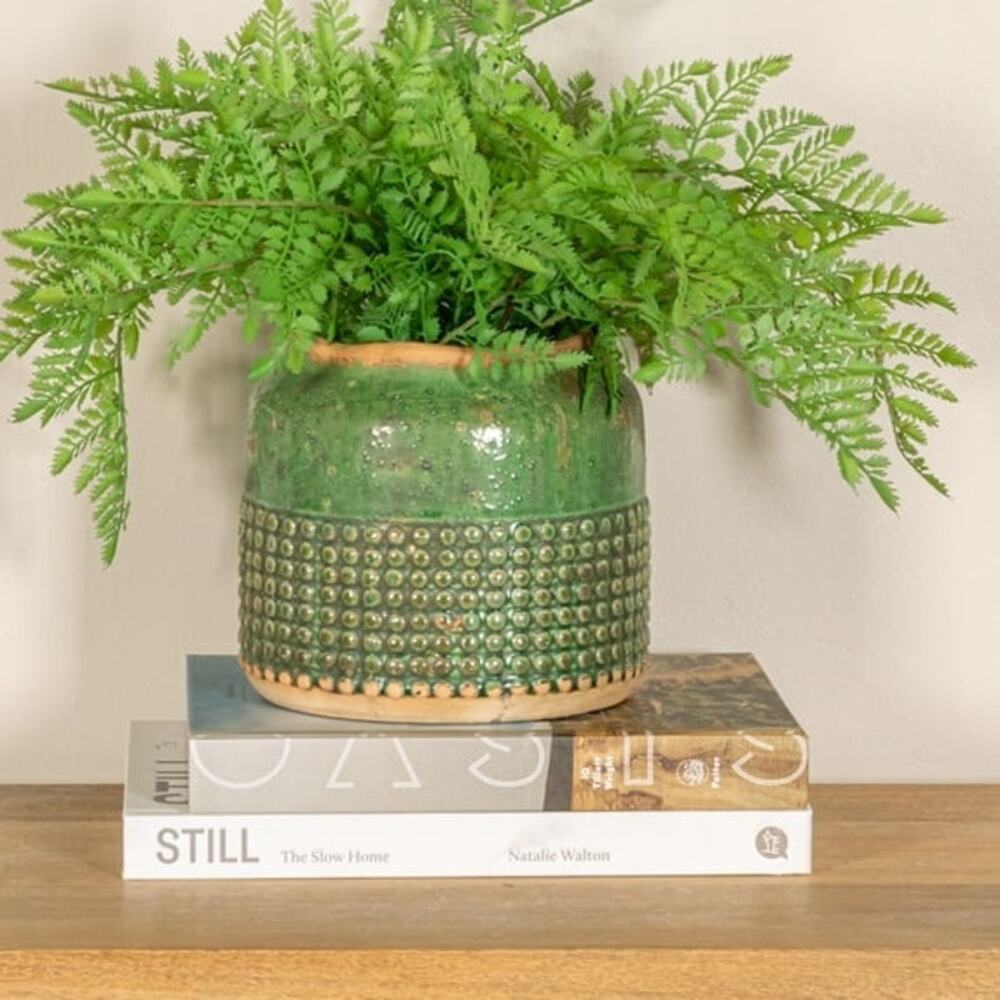 Rustic Distressed Round Terracotta Hobnail Planter Vase
